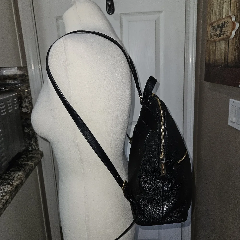 Michael Kors Dallas Black Pebble Leather Backpack